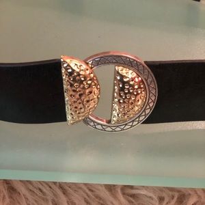 Chico’s Black Leather Belt with Decorative Buckle